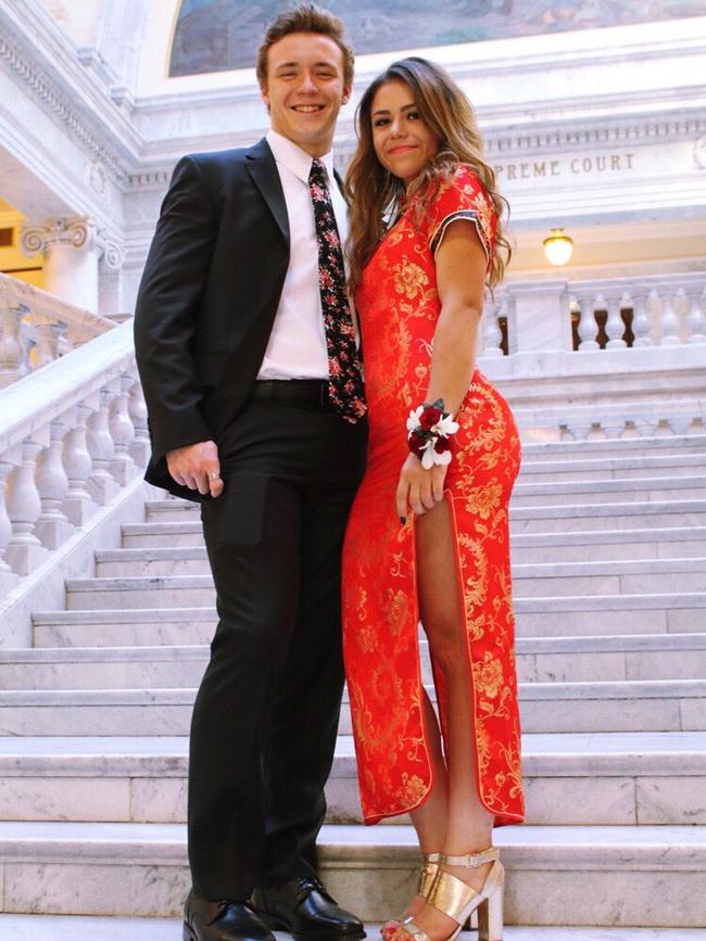 American student Keziah Daum in the contentious cheongsam, or qipao. (Pic: Twitter)