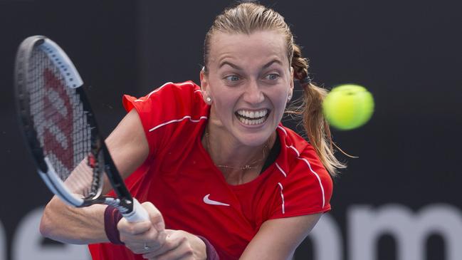 Petra Kvitova in action on Saturday night. Picture: AAP 