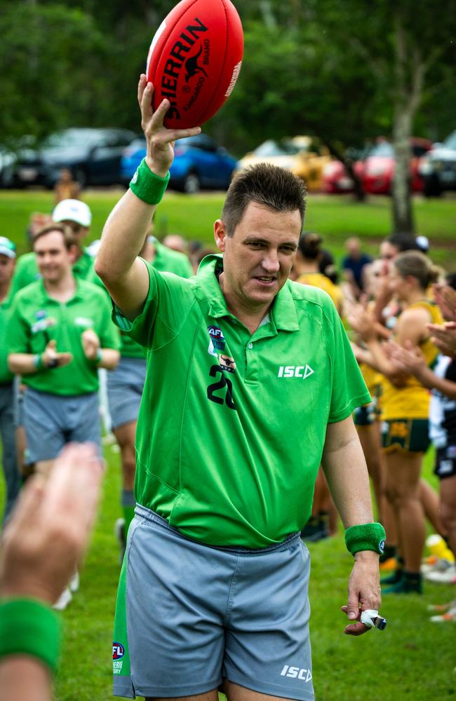 The NTFL's most accomplished umpire Mark Noonan has hung up the boots after more than two decades in the role. Picture: Patch Clapp / AFLNT Media