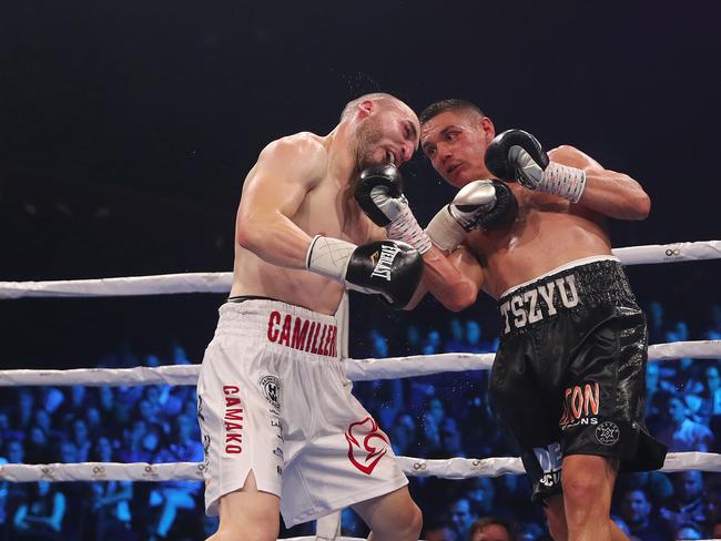 Tim Tszyu wins over Joel Camilleri for the Australian super-welterweight title at The Star, Sydney. Picture: Brett Costello