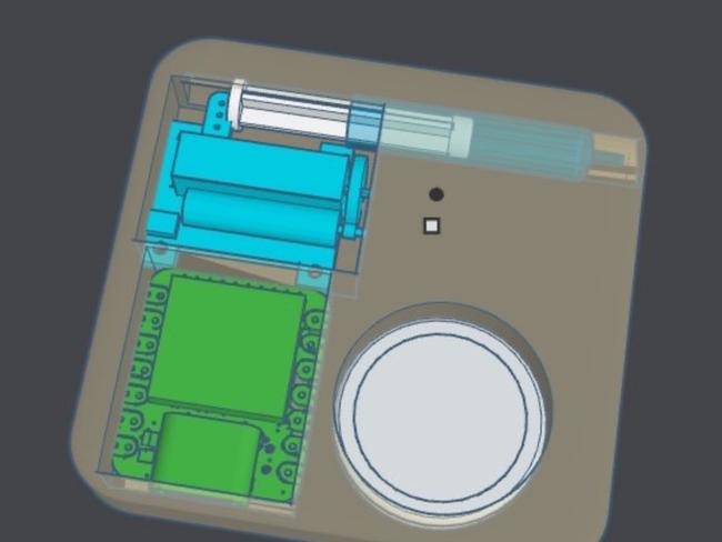Dr Philip Nitschke supplied images of the implant device which is in the design phase.