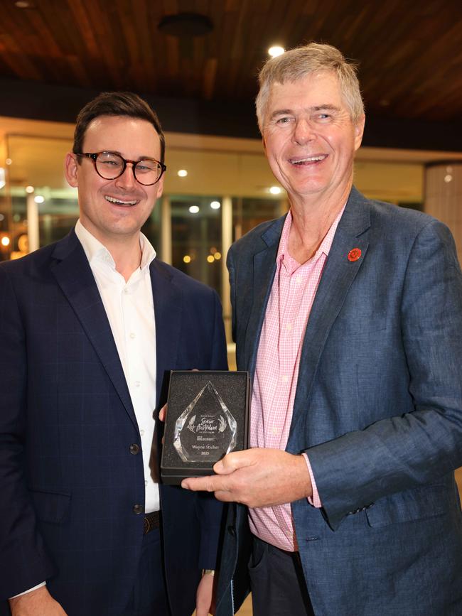 Sam OConnor and Wayne Sticher at the Gold Coast Australian of the Year Awards 2025 at Sky Point for Gold Coast at Large. Picture, Portia Large.