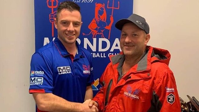 Mernda coach Robert Fletcher welcomes Shannon Smith to the club.