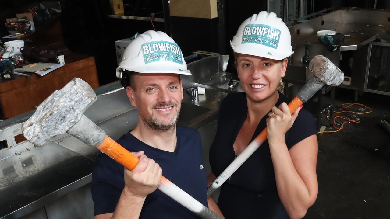 Broadbeach Moo Moo owners Steven and Autumn Adams are taking over the empty space which used to house The Bavarian at the Oracle for their new restaurant Blowfish. Picture: Glenn Hampson