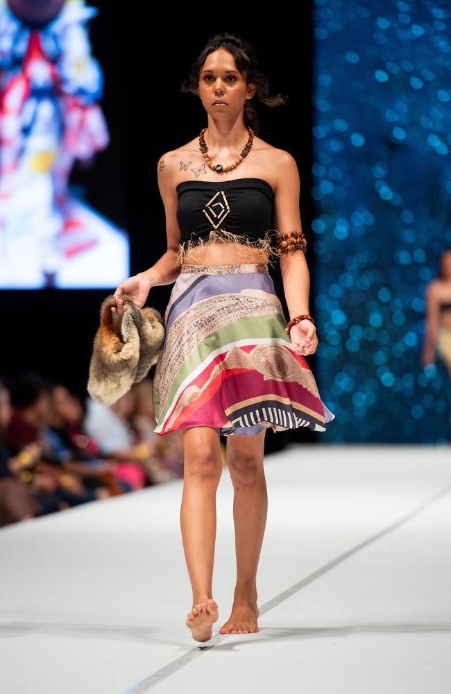 2024 Country to Couture at the Darwin Convention Centre showcases hand-designed First Nations fashion. Picture: Pema Tamang Pakhrin