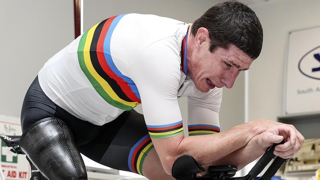 Paracyclist Darren Hicks at SA Spots Institute training ahead of the rescheduled Tokyo Olympics. PIcture Sarah Reed