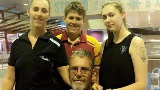 Walter Newton senior (front) raised his children Maddie, Walter Jnr and Alex, following the death of their mother. Picture: Supplied