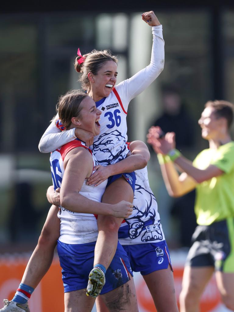 Keeley Hardingham (left) joins Western Bulldogs’ AFLW program after a breakout VFLW campaign with the Dogs’ VFLW side. Picture: Rob Lawson/AFL Photos)