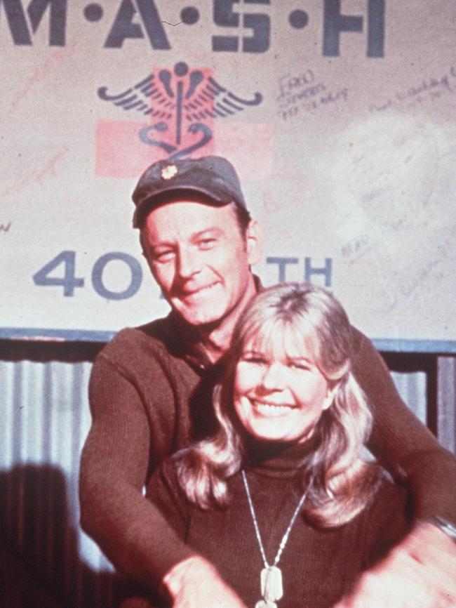 Actor Larry Linville with Loretta Swit in a scene from M*A*S*H.