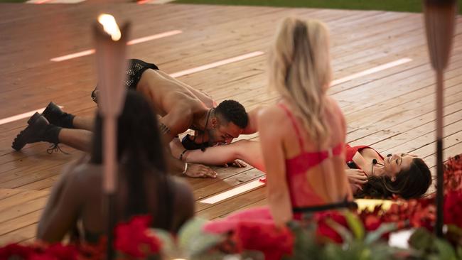 Love Island’s pretty racy – but fans saw even more of Kendall in videos circulating online. Picture: Ben Symons/Peacock via Getty