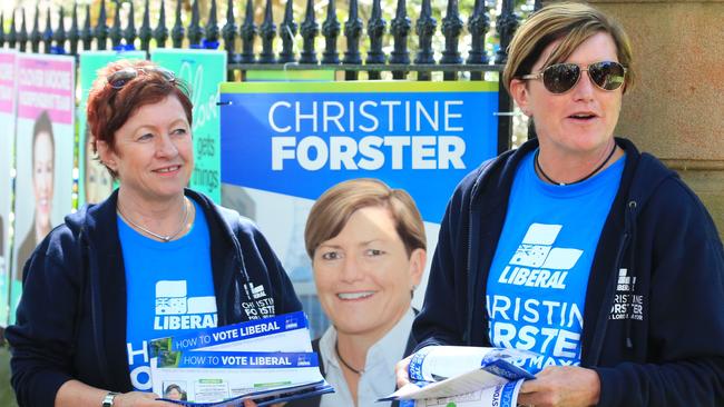 Virginia Edwards campaigning with partner Christine Forster. Picture: Adam Taylor