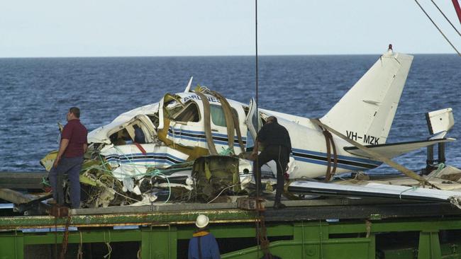 Wreckage of Whyalla Airlines flight 904 after its recovery from Spencer Gulf.