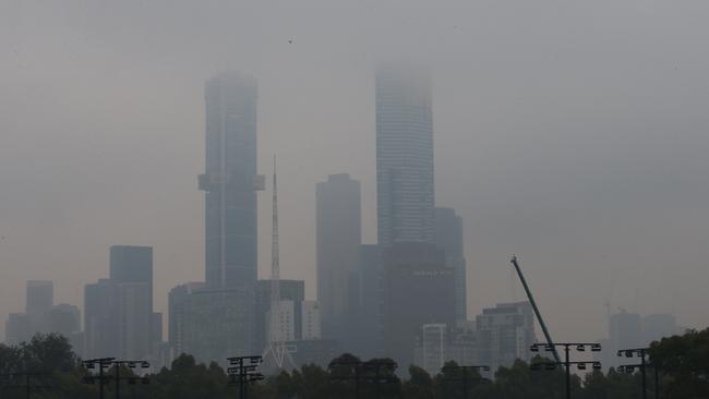The tops of skyscrapers were barely visible. Picture: David Crosling