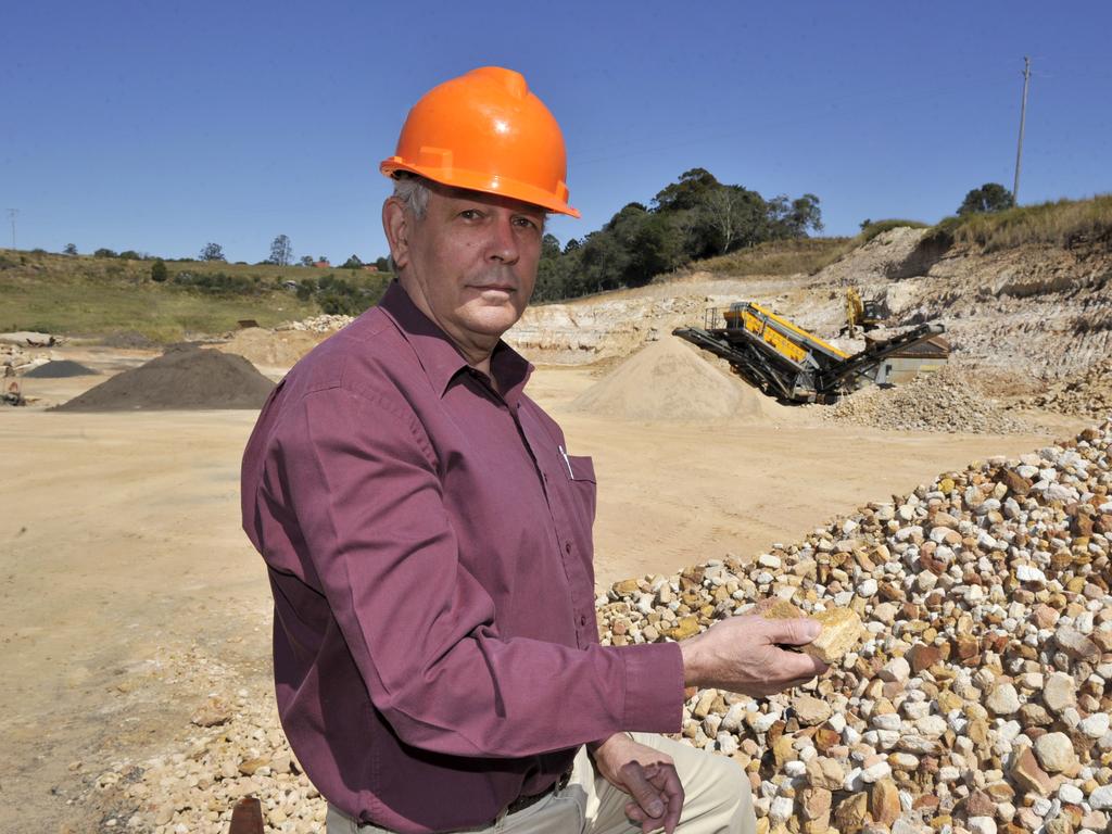 Jeff Champion pictured at Champions Quarry, Wyrallah Road, Tucki, after winning approval to expand in September, 2012. Photo Cathy Adams / The Northern Star
