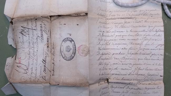 An undelivered love letter written during an 18th century war between Britain and France. Picture: AFP