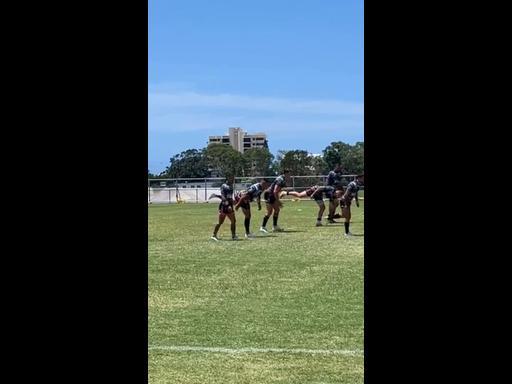 Jarryd Hayne warms up prior to footy return