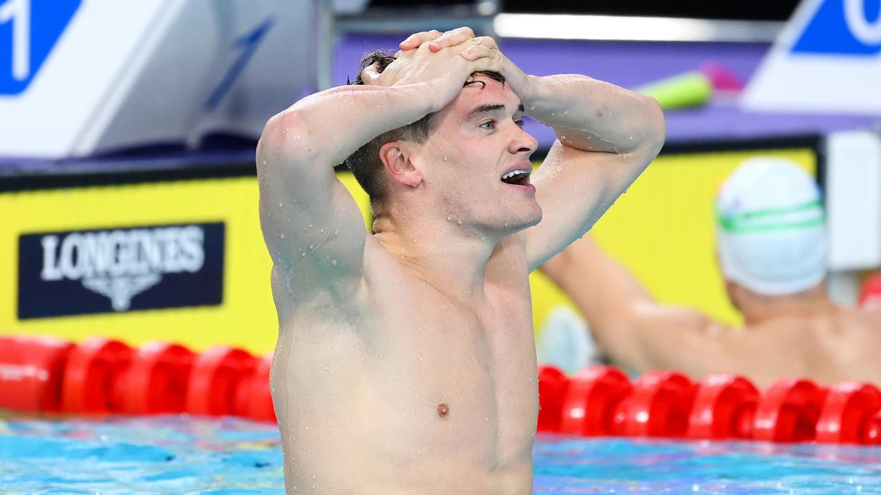 SMETHWICK, ENGLAND - JULY 31: James Wilby of Team England celebrates after winning gold in in the Men's 100m Breaststroke Final on day three of the Birmingham 2022 Commonwealth Games at Sandwell Aquatics Centre on July 31, 2022 on the Smethwick, England. (Photo by Quinn Rooney/Getty Images)