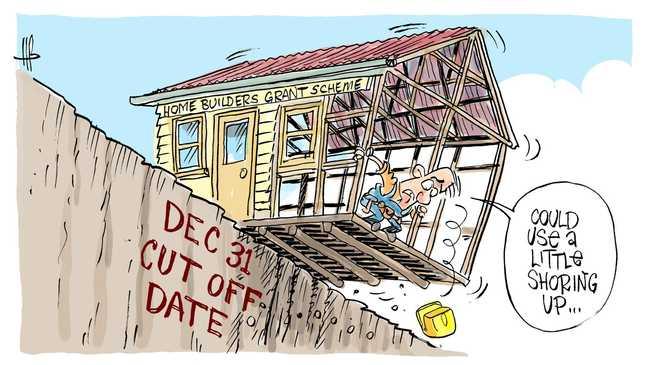 Cartoonist Harry Bruce's take on the HomeBuilders grants cut off date.