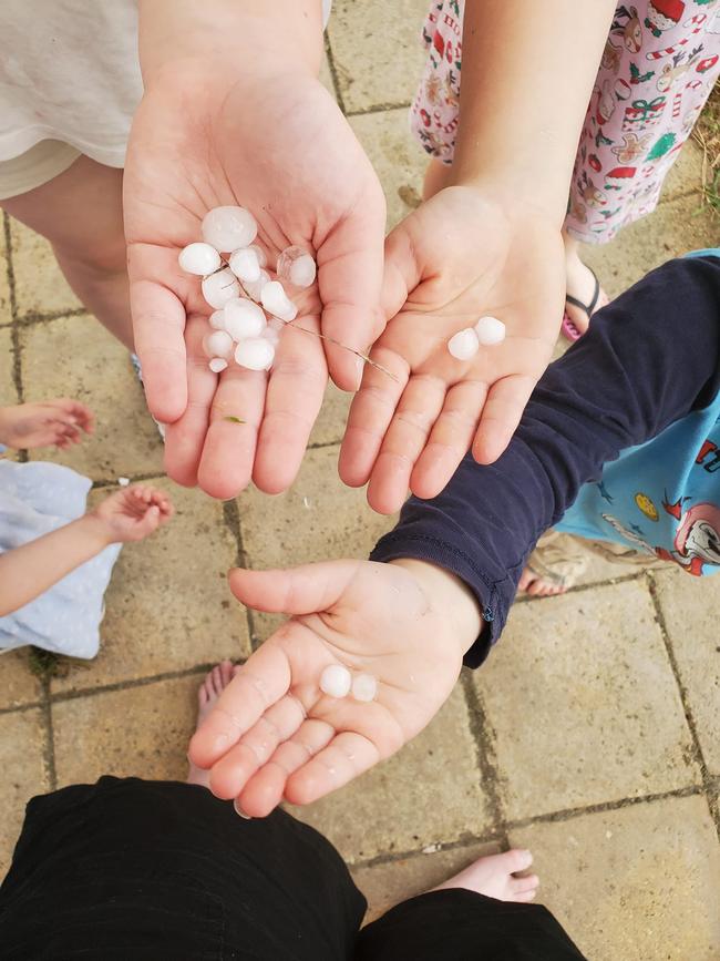 Hailstones land in Ballarat on February 13, 2024. Picture: Facebook