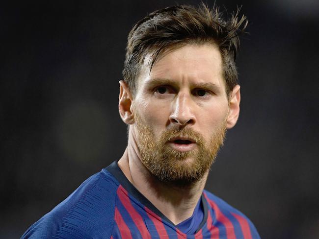 Barcelona's Argentinian forward Lionel Messi looks on during the UEFA Champions League quarter-final second leg football match between Barcelona and Manchester United at the Camp Nou stadium in Barcelona on April 16, 2019. (Photo by LLUIS GENE / AFP)