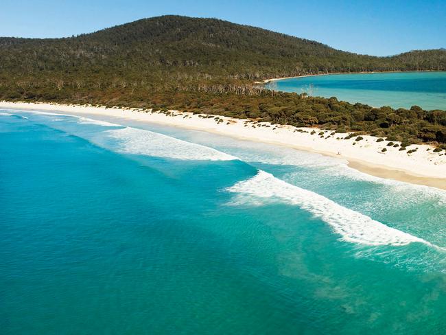 4/20Maria Island, TASOnly accessible via ferry is the peaceful Riedle Bay on Maria Island, home to a thriving wildlife sanctuary, historic ruins and a perfect shoreline. Picture: @mariaislandwalk