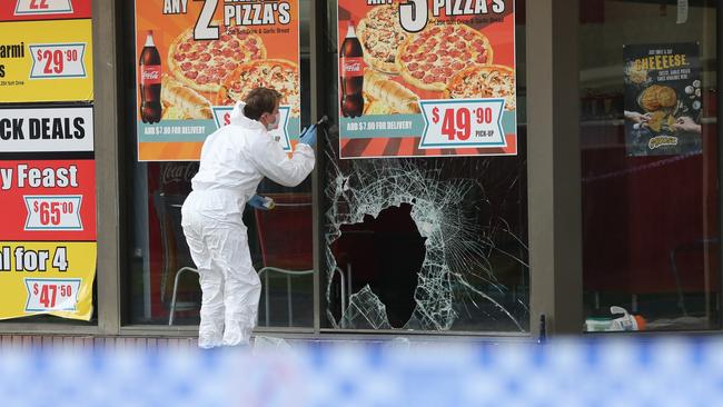 Fish and Chips and Pizza site in Corio where a man was critically injured. Picture: Alan Barber