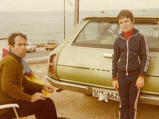 Premier Steven Marshall, aged about 10, on the way to the Yorke Peninsula with his dad, Tony.