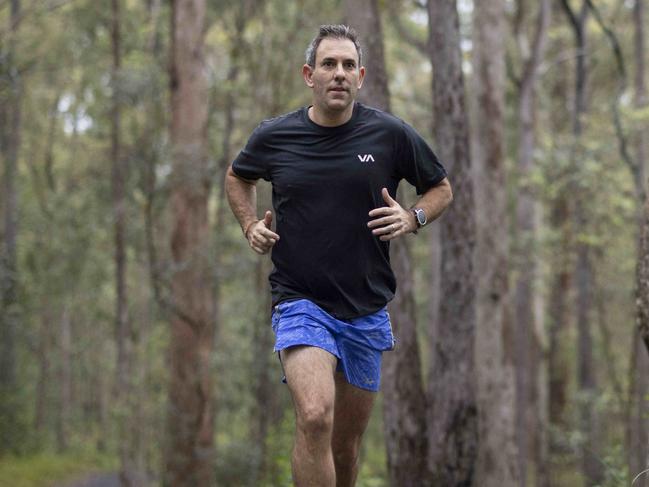 22th October 2022.Treasurer Jim Chalmers out on his morning run near his home in Springwood. Photo: Glenn Hunt / The Australian