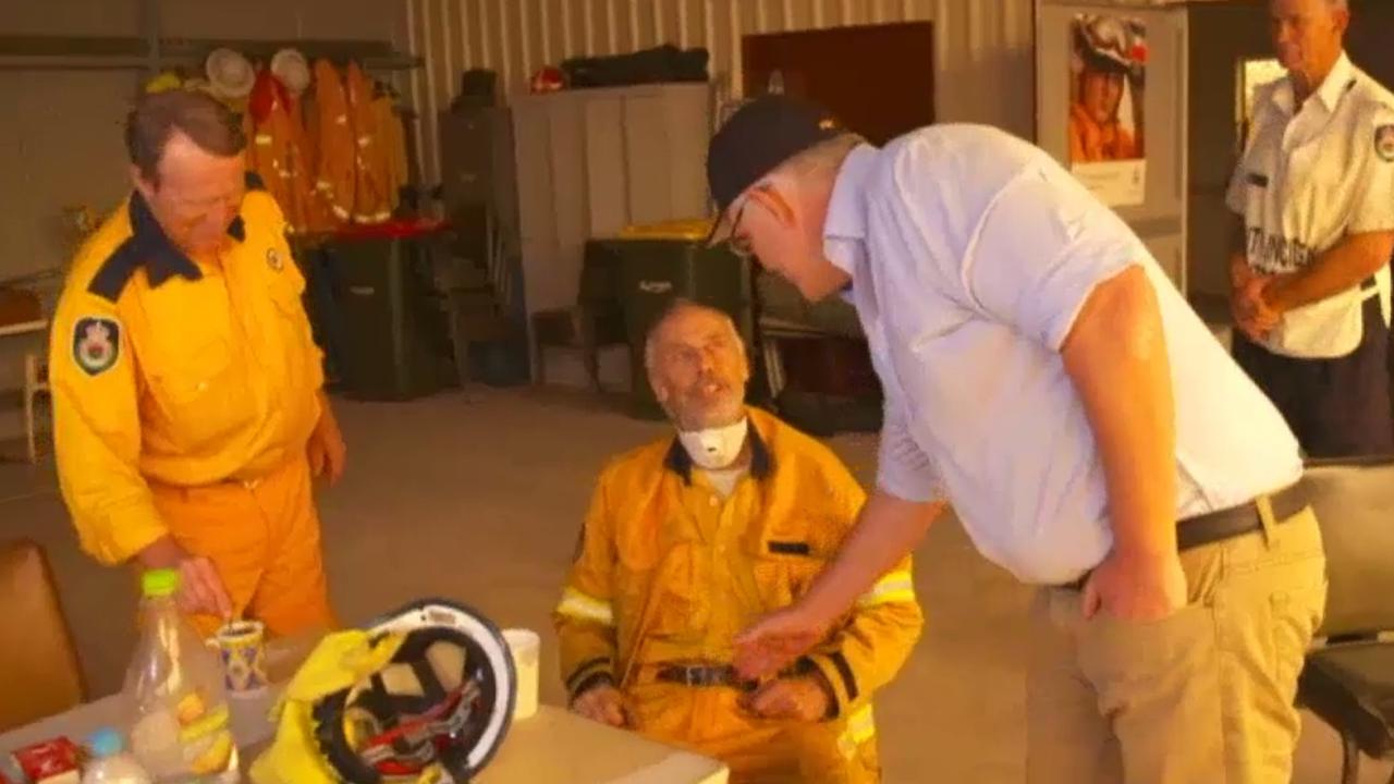 The PM was heckled by locals in Cobargo as well as a young pregnant woman and an RFS firefighter refusing to shake his hand during a 2020 visit. Picture: Supplied