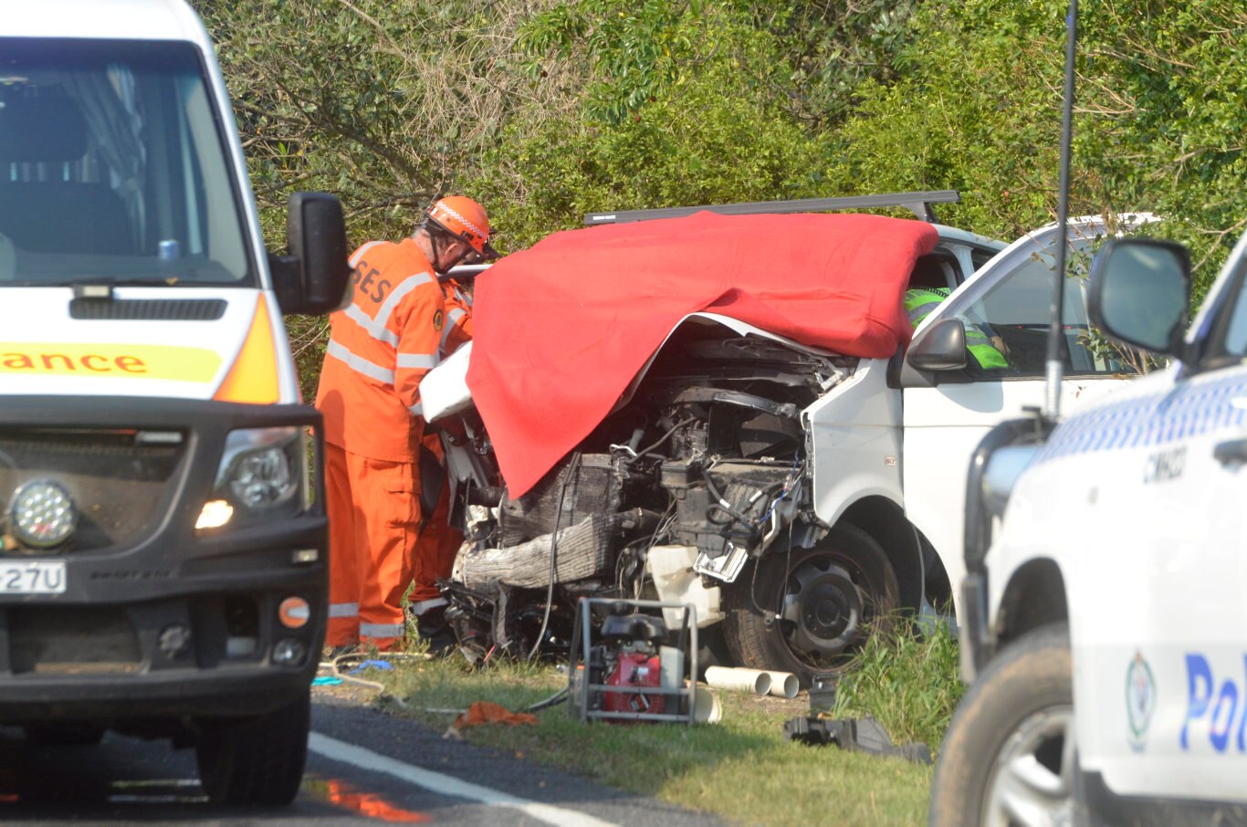 Emergency services were called to a two-car collision on the Pacific Highway on Wednesday afternoon. Picture: Kathryn Lewis