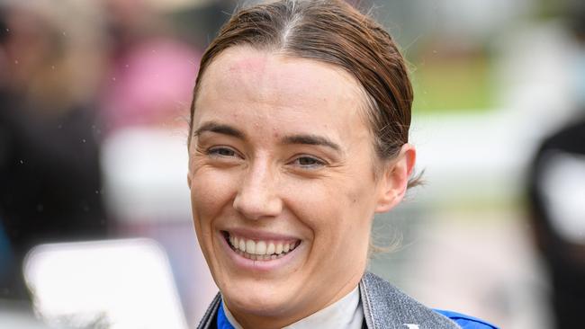 Laura Lafferty celebrates a win at Caulfield. Picture: Vince Caligiuri / Getty Images