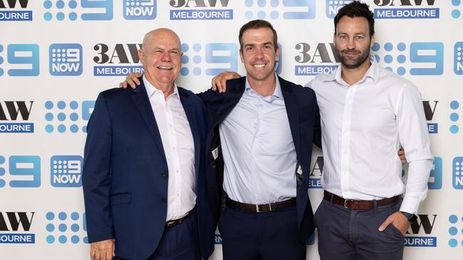 Leigh Matthews, Tom Morris and Jimmy Bartel. Footy on Nine launch. Pic: Fiona Hamilton