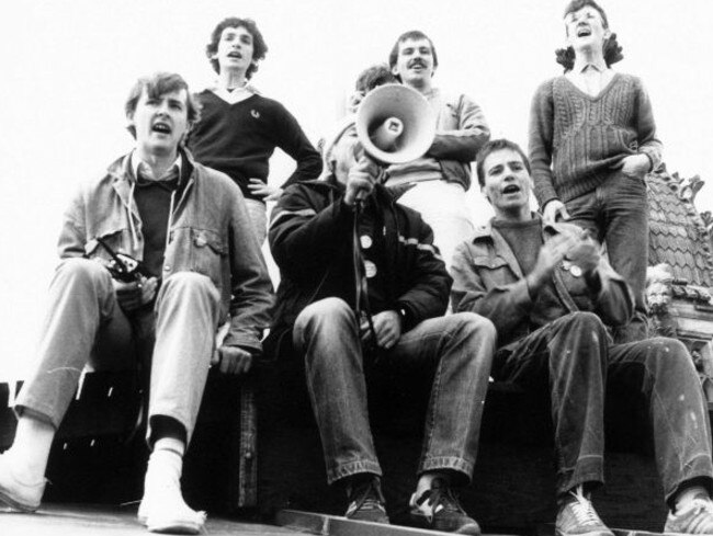 Albo, far left, during a protest at Sydney University, where he learnt how to play the game to succeed.