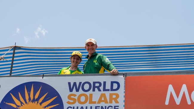 Stephen Mccormaca and Dominic Mccormaca at the 2023 Bridgestone World Solar Challenge, Hidden Valley Raceway, Saturday, October 21, 2023. Picture: Pema Tamang Pakhrin.