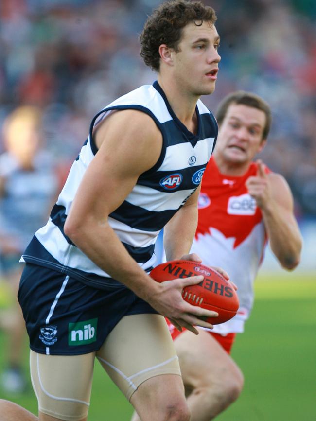 Shane Mumford in action during his first season with Geelong.