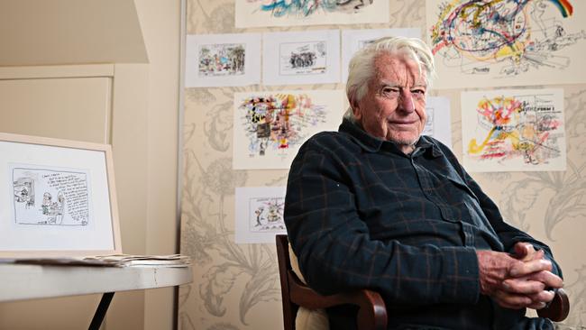 Cartoonist Bruce Petty at his home in Woollahra in 2019. Photographer: Adam Yip