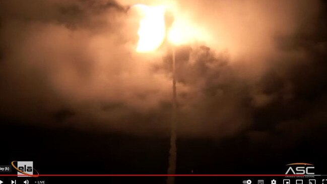 An almighty light shot up when the first of three rockets were launched.