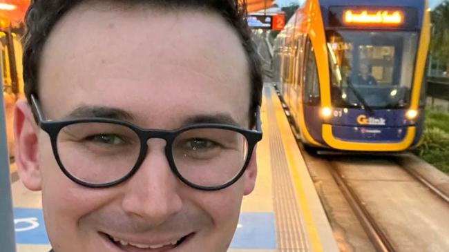 Bonney MP Sam O'Connor is best dressed on Gold Coast trams, heading off to a charity ball.