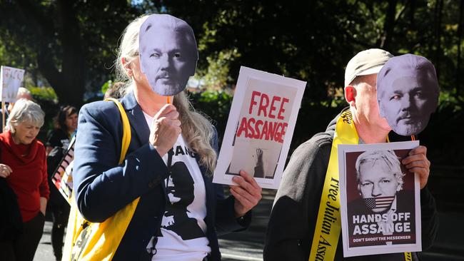 Protesters came from Brisbane, Canberra and other major cities in support of Julian Assange. Picture: Gaye Gerard