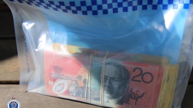 Cash allegedly seized during the raids on September 3. Picture: NSW Police