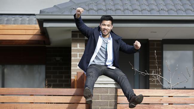 10 new suburbs hit the million-dollar median mark for the first time, including Ashwood. Brendan Lim is selling the new townhouse he built in Ashwood hoping to cash in. Picture: David Caird.