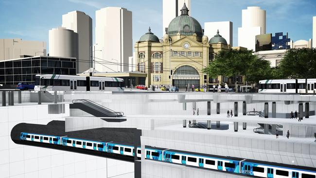 An artist’s impression of what Melbourne Metro station CBD South would look like.