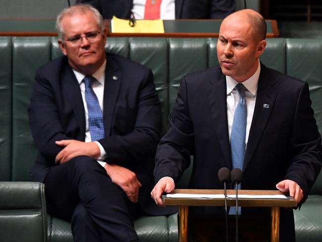 Treasurer Josh Frydenberg delivers the Budget speech on Tuesday night. Picture: Sam Mooy/Getty Images