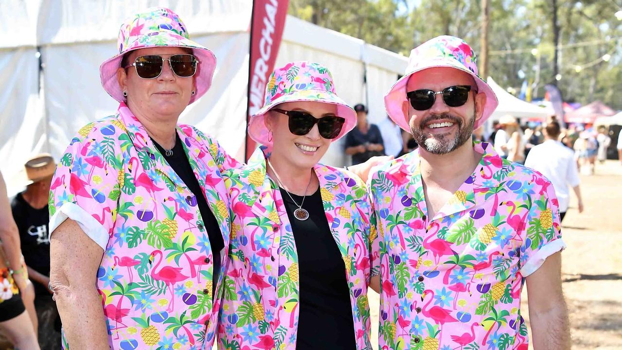 Joanne Forsdike, Deama Helce and Oliver Nolan at the Gympie Muster. Picture: Patrick Woods.