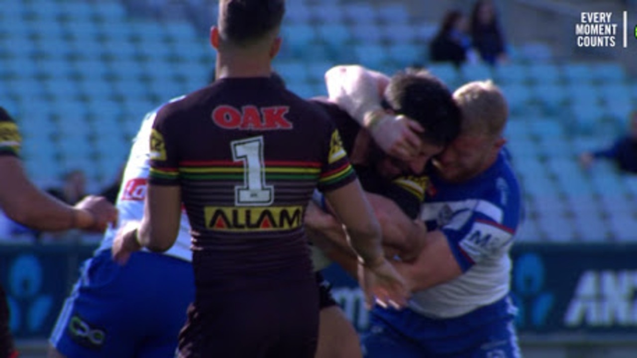 The moment Luke Thompson’s hands ended up near James Tamou’s eye.