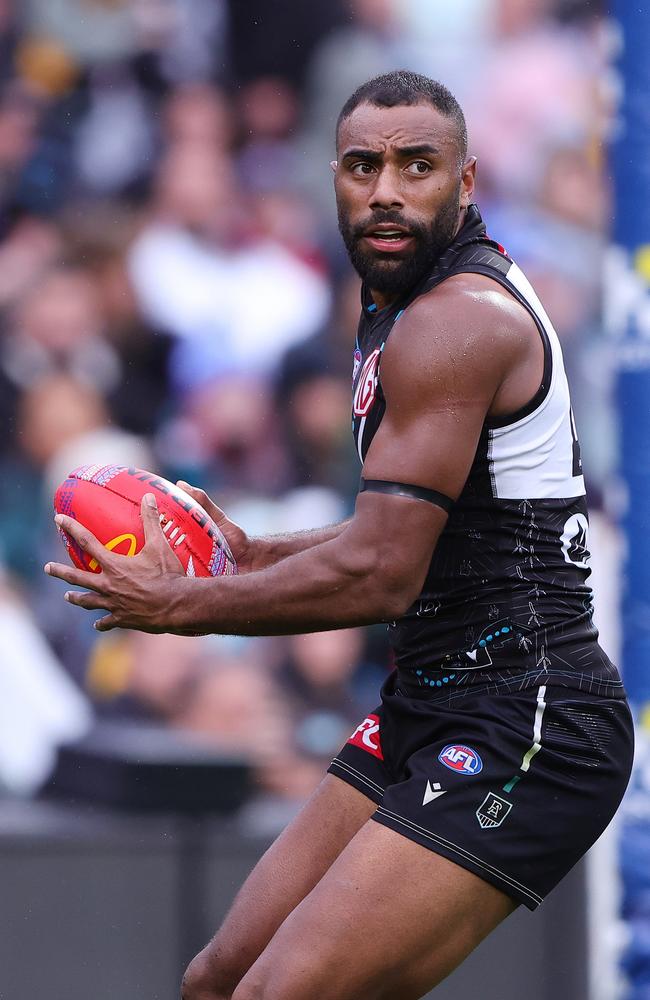 Port Adelaide defender Esava Ratugolea has his roots tied to the Cobram Tigers. Picture: /AFL Photos