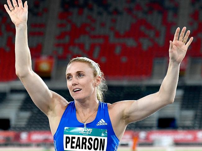 GOLD COAST, AUSTRALIA - FEBRUARY 17:  Sally Pearson celebrates after winning the final of the Women's 100m hurdle event during the Australian Athletics Championships & Nomination Trials at Carrara Stadium on February 17, 2018 in Gold Coast, Australia.  (Photo by Bradley Kanaris/Getty Images)