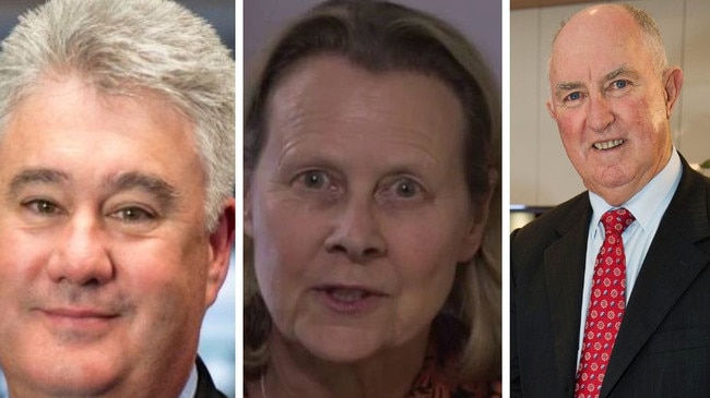 Geelong council chief financial officer Darren Schultz,right, and monitors Prue Digby, middle, and Peter Dorling