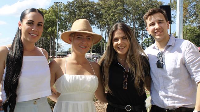 Jalah Dickson, Bree, Combles, Georgia and Ethan Brawn at the Noosa Polo and Provedores on October 14, 2023.