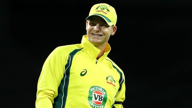 Steve Smith could be seriously hampered in the field in the World Cup. Picture: Gregg Porteous